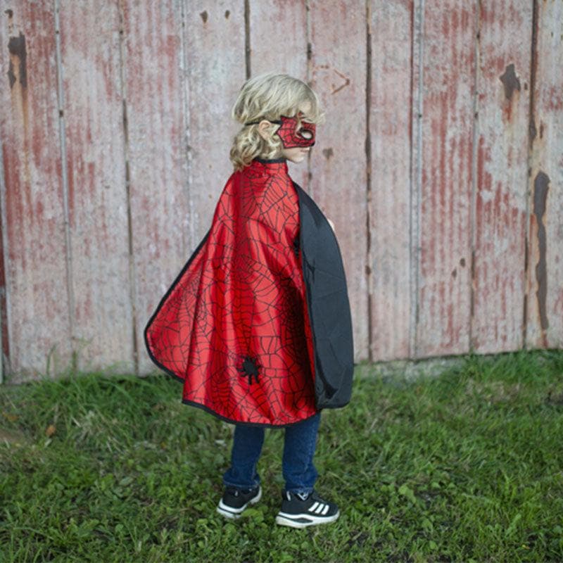 Close-up detail of the Reversible Spider & Bat Cape with Mask