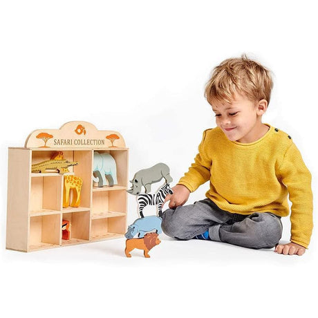Close-up detail of the Tender Leaf Safari Animal Display Shelf Set