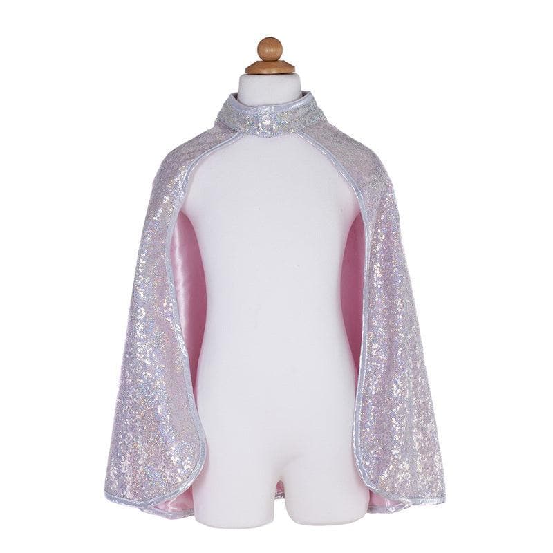Close-up detail of the Silver Reversible Sequins Cape
