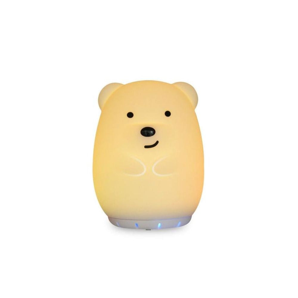 Close-up detail of the Bear silicone night light and Bluetooth speaker