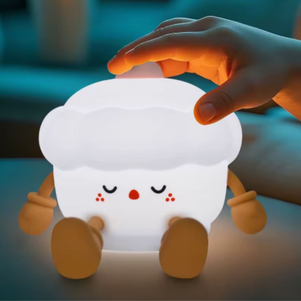 Close-up detail of the Cupcake silicone night light and Bluetooth speaker