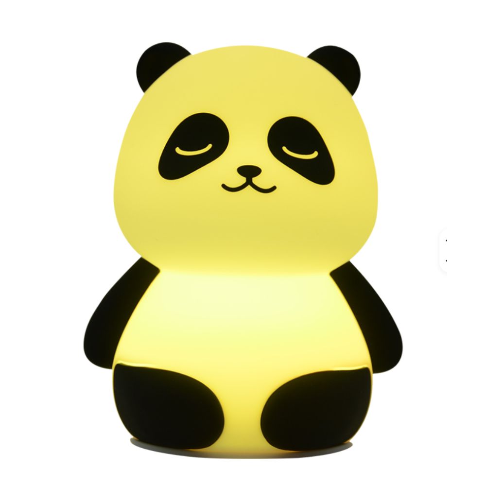 Panda night light and Bluetooth speaker playing music from a phone