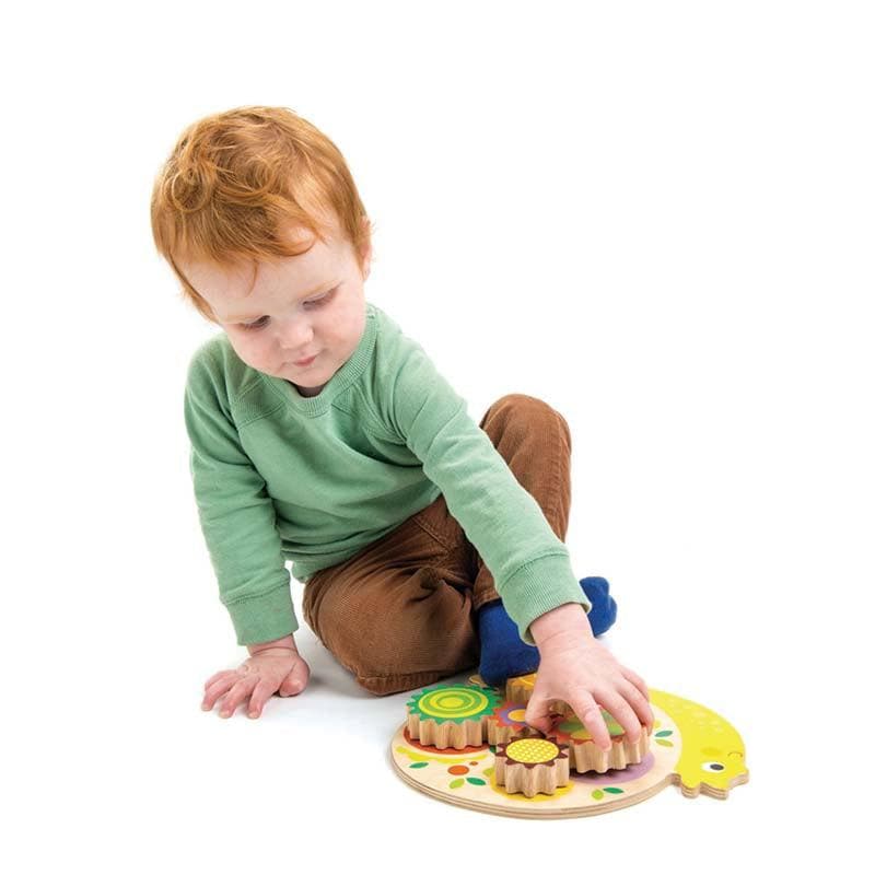 Tender Leaf Snail Whirls Wooden Puzzle – turn one gear… and watch the snail come alive