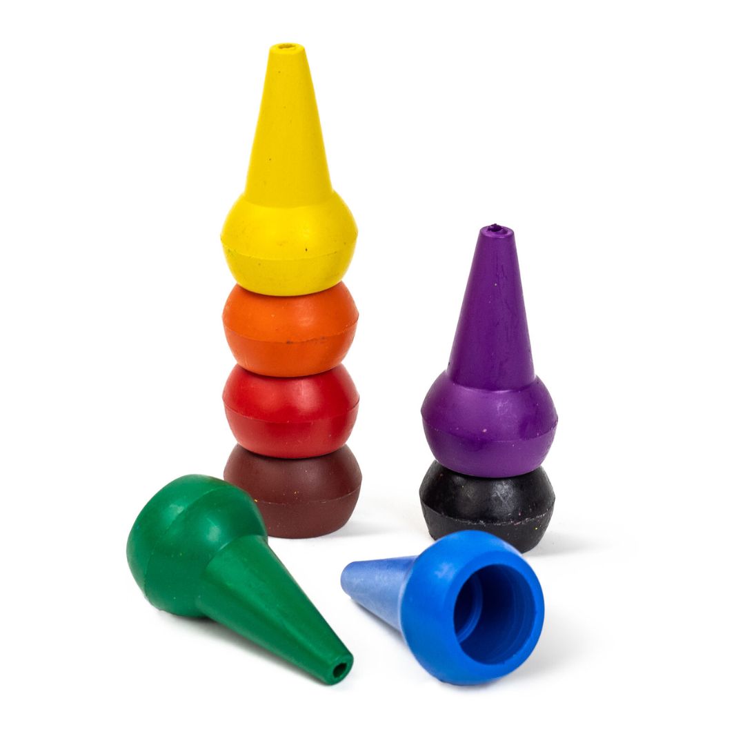 Close-up detail of the Stackable Crayons - Retro Rainbow