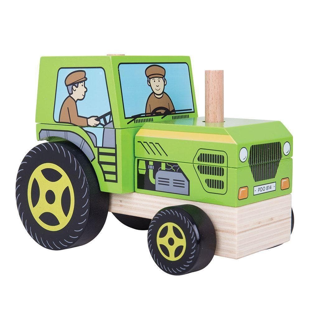 Wooden Stacking Tractor Toy for kids Push Along Toy My Happy Helpers