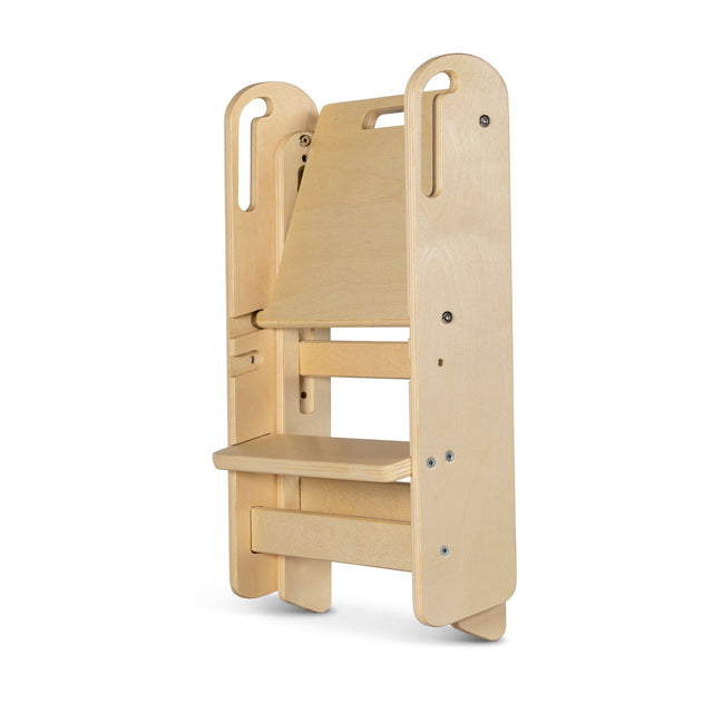 Steps2 Learning Adjustable Folding Step Stool - Varnish