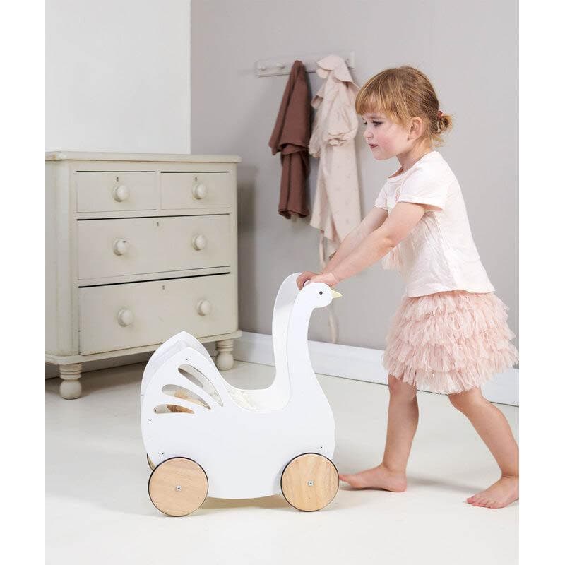 Close-up detail of the Tender Leaf Sweet Swan Doll Pram