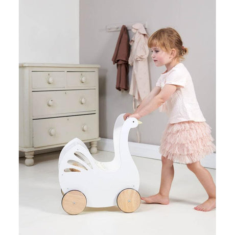 Close-up detail of the Tender Leaf Sweet Swan Doll Pram