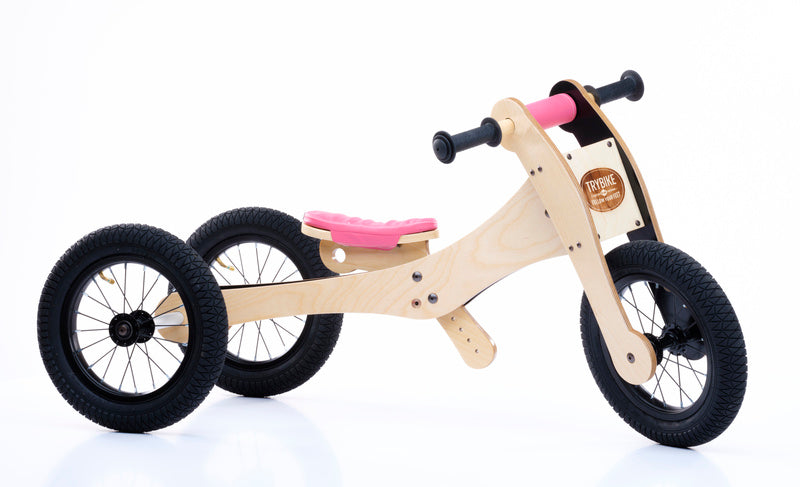 4 in 1 Wooden Bike - Pink - Saddle Seat Cover & Chin Protector
