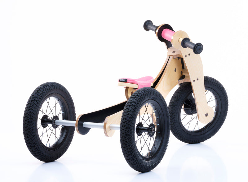 4 in 1 Wooden Bike - Pink - Saddle Seat Cover & Chin Protector
