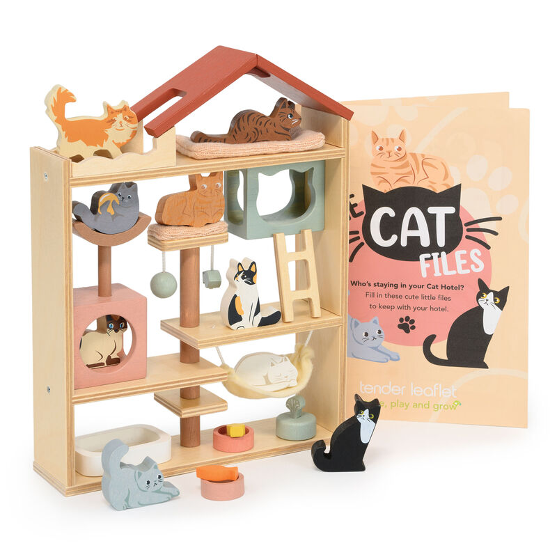 Tender Leaf Purrfect Stay Cat Hotel wooden toy for children