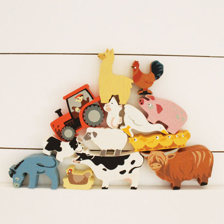 Tender Leaf Farmyard Animals Display Shelf Set shown from the side