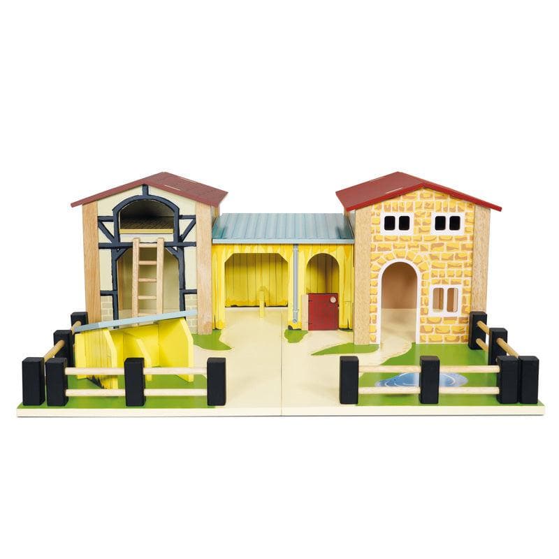 Le Toy Van The Farmyard Set – mounted on a detailed decorated baseboard and complete with movable fences