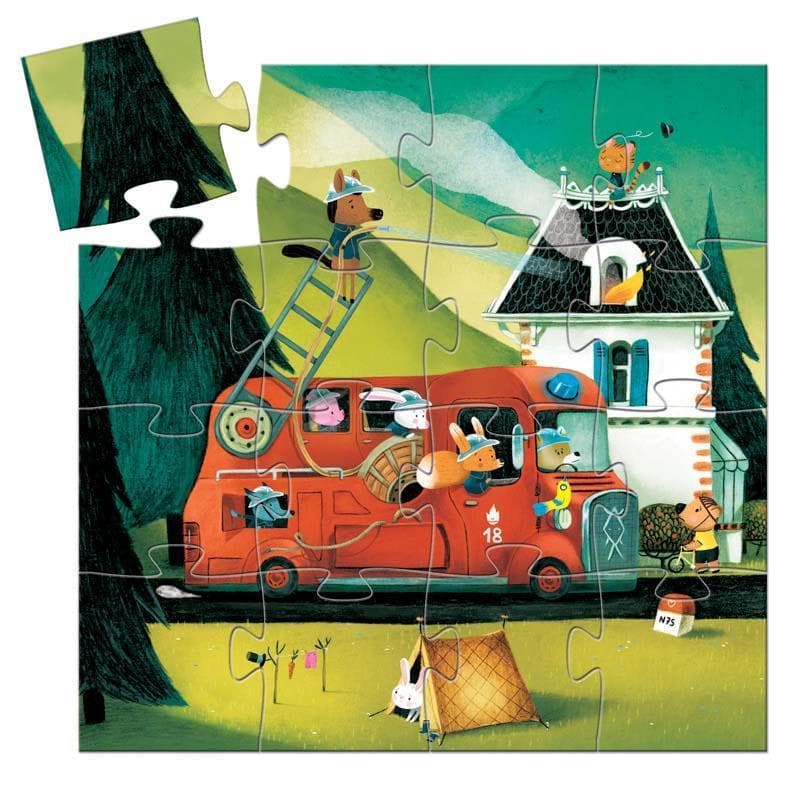 Close-up detail of the Fire Truck Silhouette Puzzle - 16pc