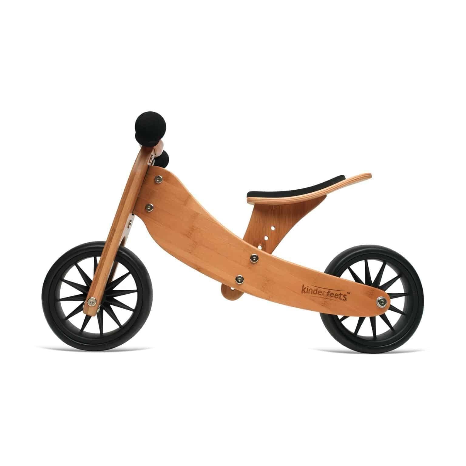 Close-up detail of the Kinderfeets Tiny Tot 2-in-1 Trike - Bamboo