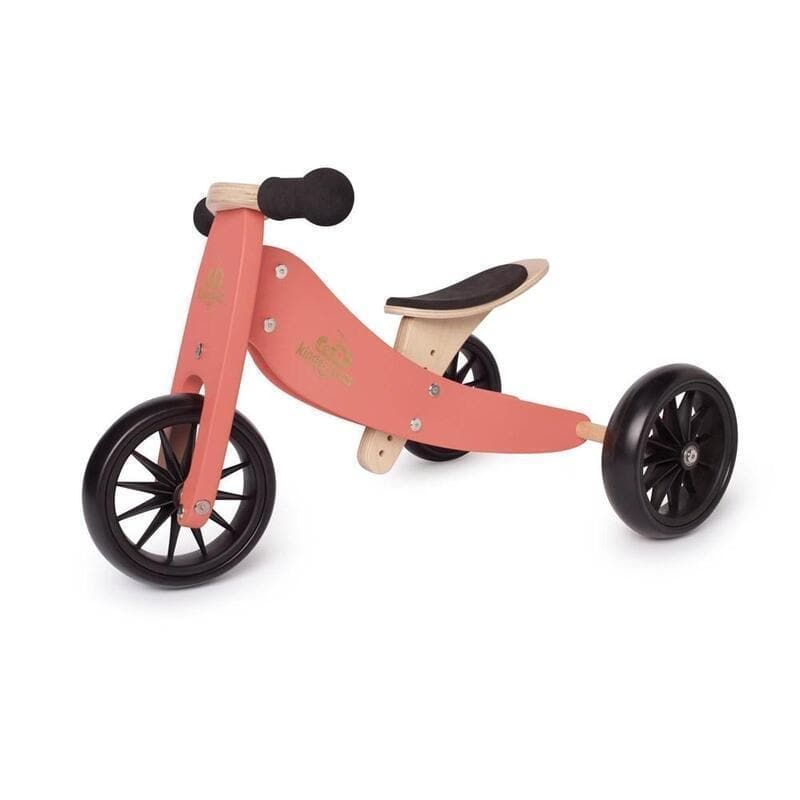 Close-up detail of the Kinderfeets Tiny Tot 2-in-1 Trike - Coral