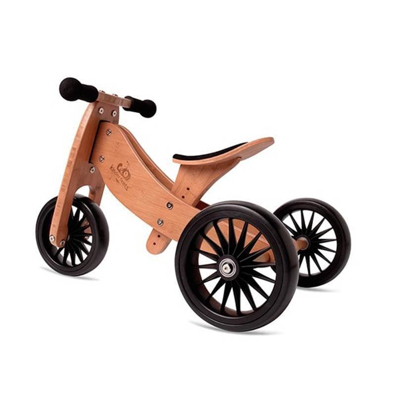 Close-up detail of the Kinderfeets Tiny Tot Plus Convertible Trike - Bamboo
