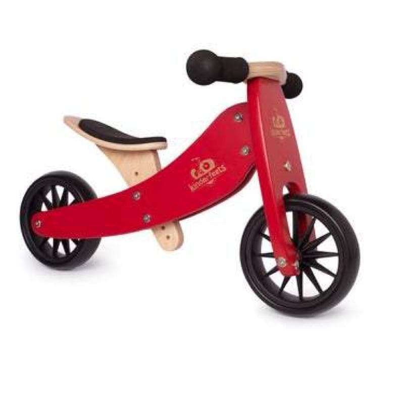 Close-up detail of the Kinderfeets Tiny Tot 2-in-1 Trike - Red