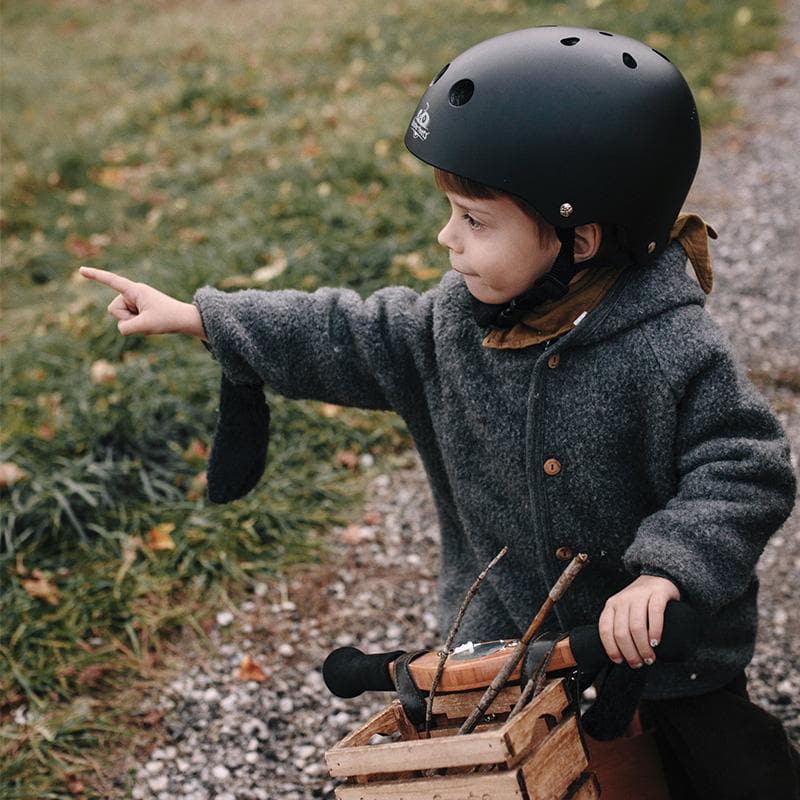 Close-up detail of the Kinderfeets Toddler Bike Helmet - Black