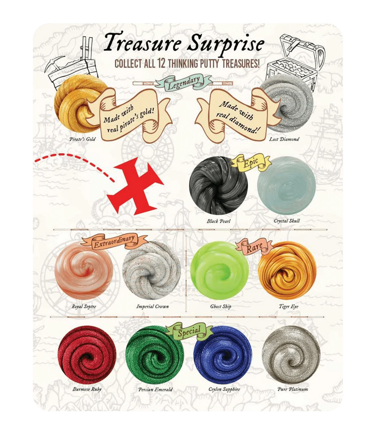 Close-up detail of the Treasure Surprise Thinking Putty