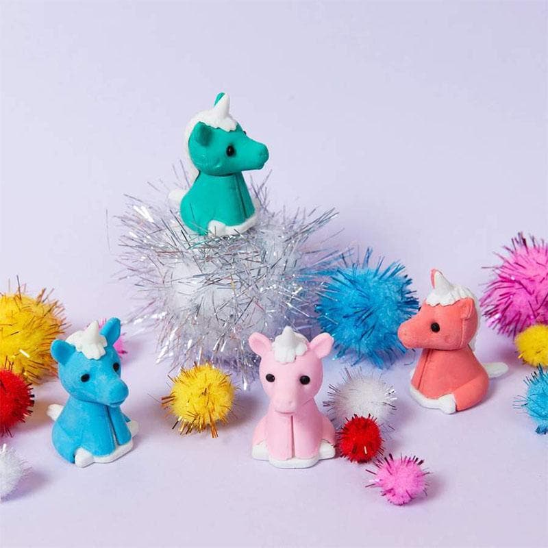 Close-up detail of the Unicorn Erasers