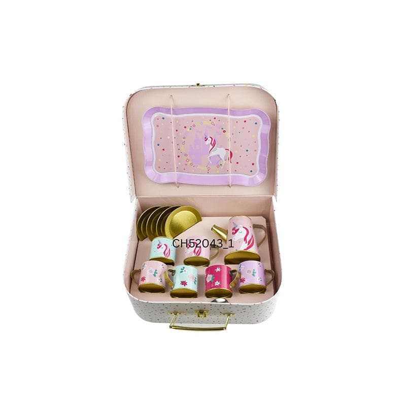 Unicorn Tin Tea Set in Suitcase-Kitchen Play-My Happy Helpers