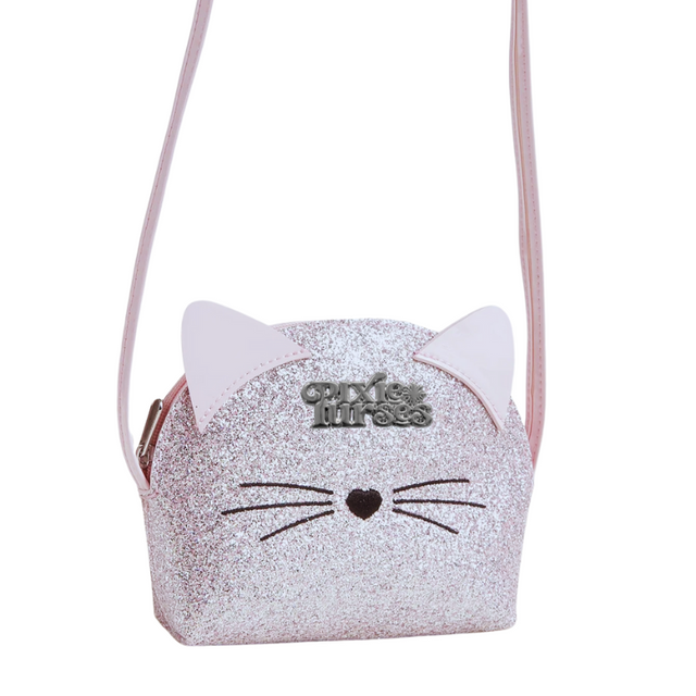 Sparkling Silver Kitty Purse