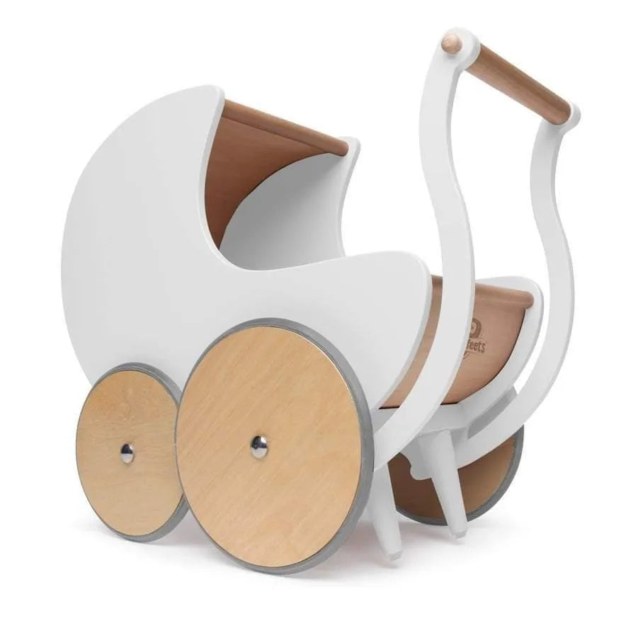 Kinderfeets Doll Walker Pram - White wooden toy for children