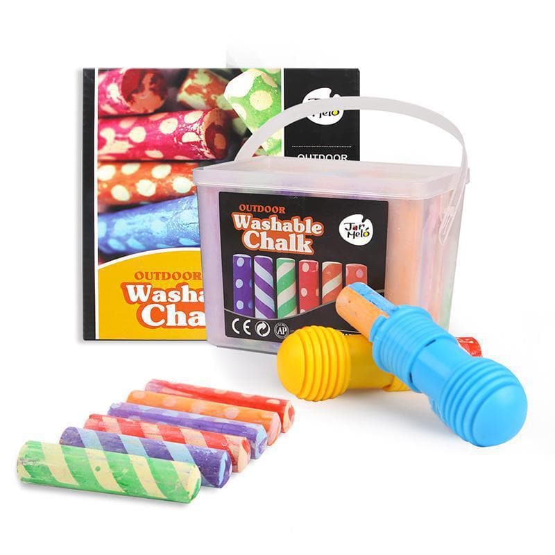 Washable Sidewalk Chalk - 24 Colours Kit with 2 Holders