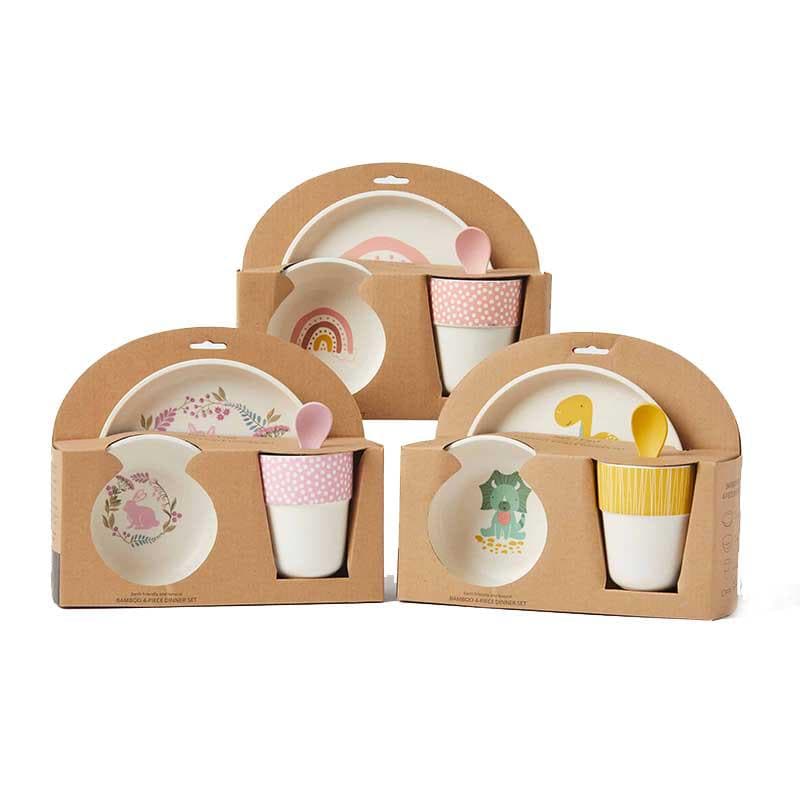 Whimsical Bamboo 4pc Dinner Sets - Assorted Designs-Kitchen Play-My Happy Helpers