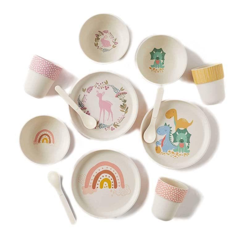 Whimsical Bamboo 4pc Dinner Sets - Assorted Designs-Kitchen Play-My Happy Helpers