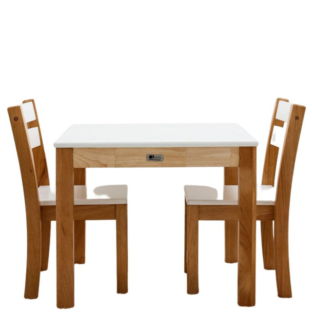 White Top Timber Table with 2 Matching Chairs