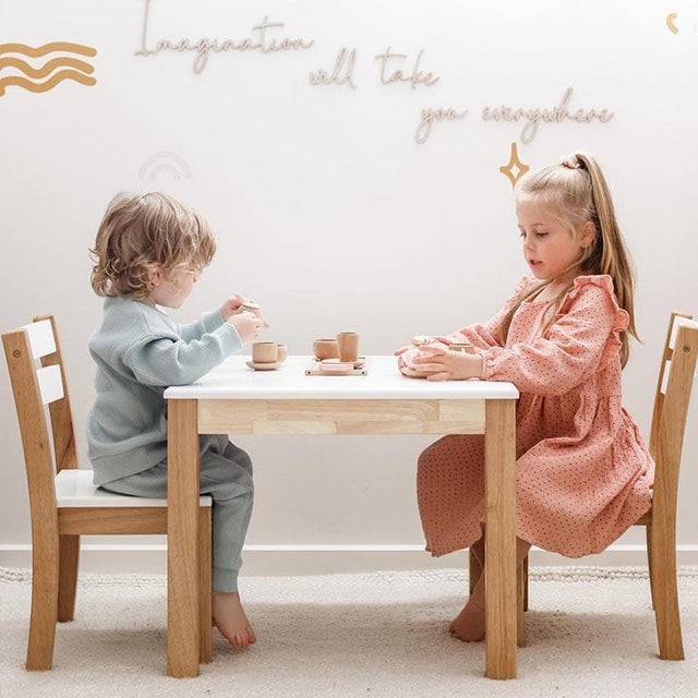 White Top Timber Table with 2 Matching Chairs