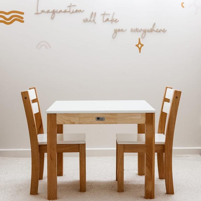 White Top Timber Table with 2 Matching Chairs