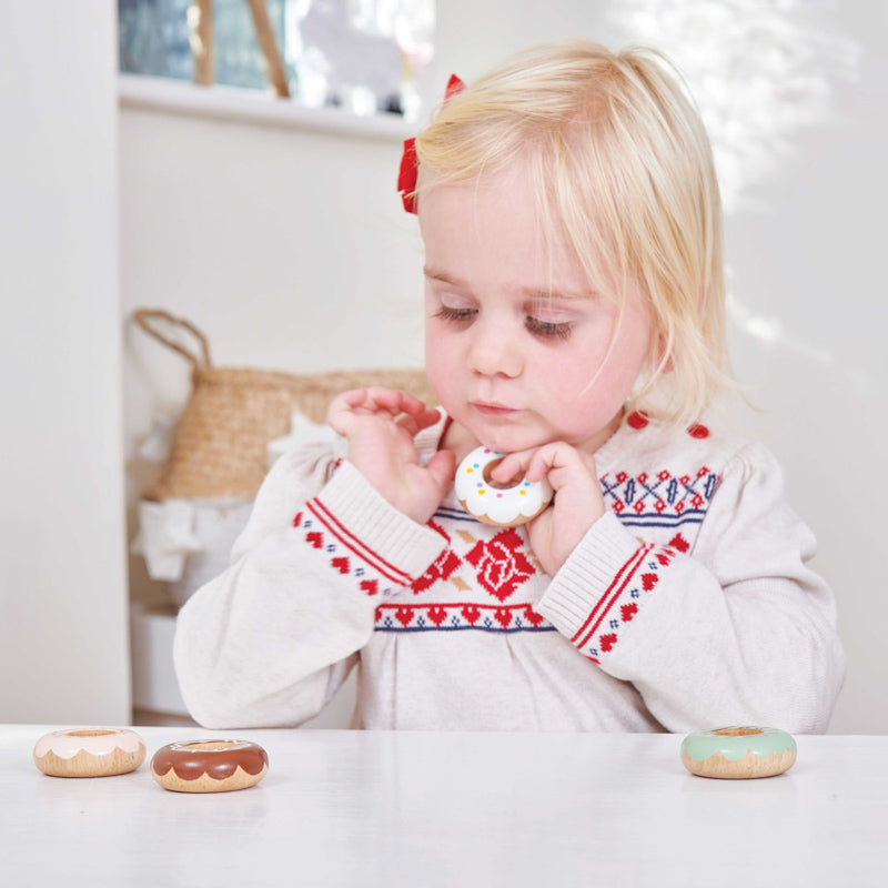 Wooden Doughnut Play Food Set - 4 Piece