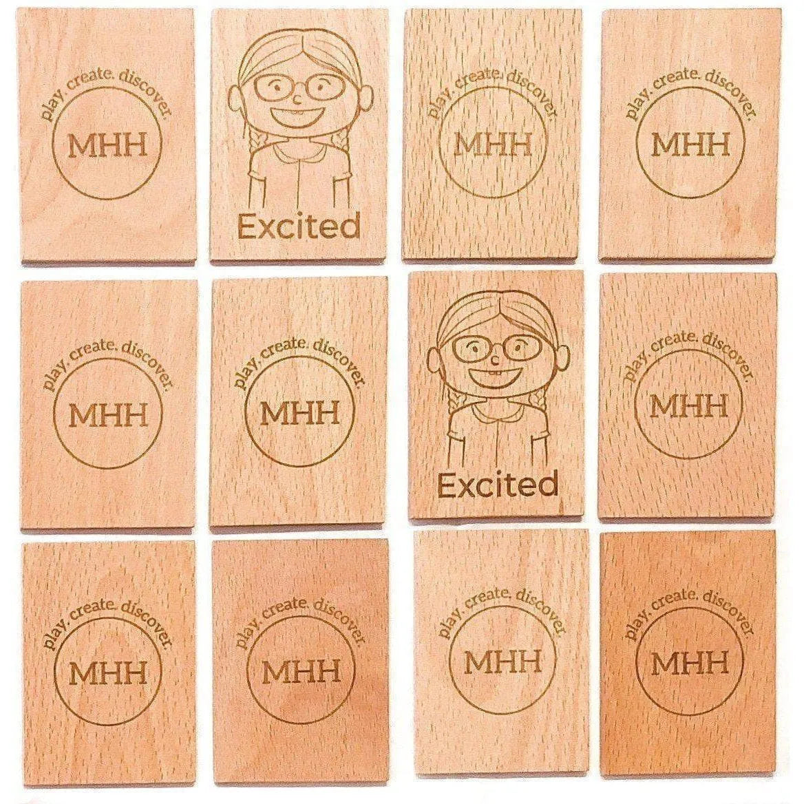 Wooden Emotion Recognition Memory Game