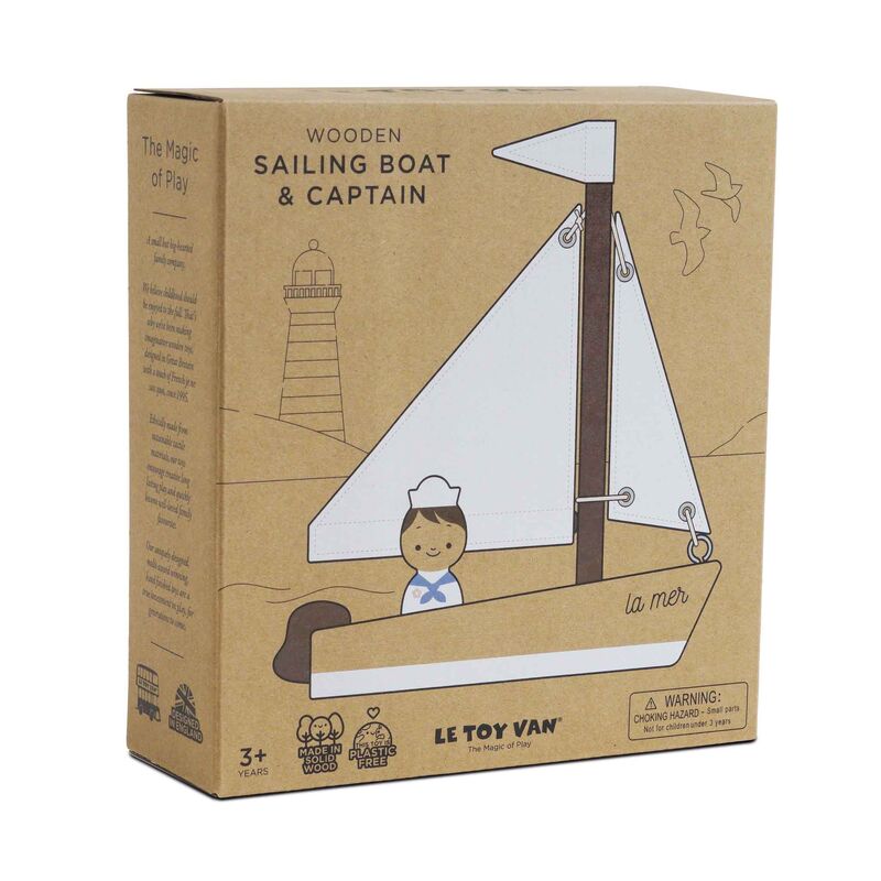 Le Toy Van Wooden Sailing Boat & Captain – a nautical gem, handcrafted to perfection
