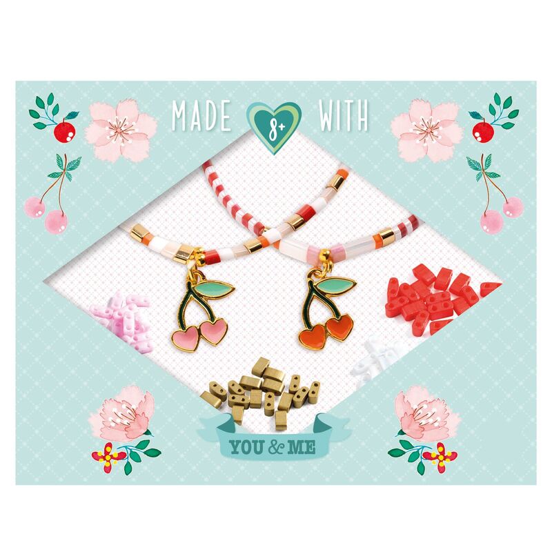 Close-up detail of the You & Me Tila and Cherries Beads Set