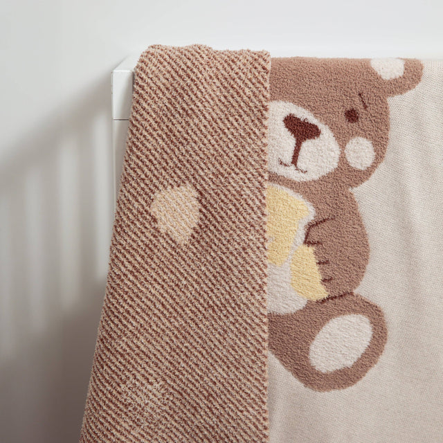 Jacquard Pram Blanket - Cuddly Bear