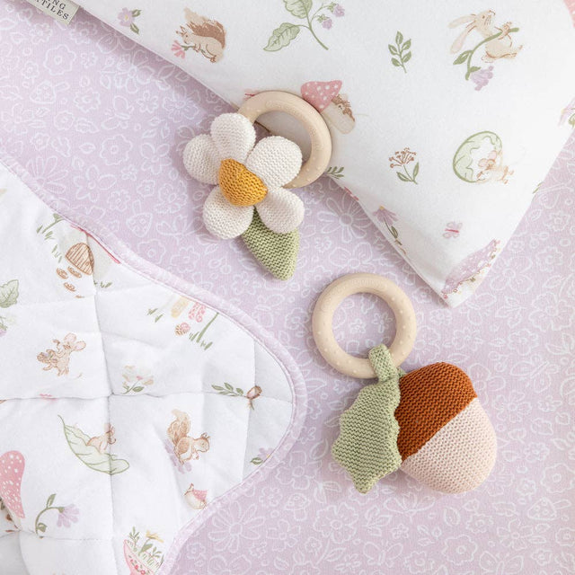 Acorn Teething Ring Rattle - Whimsical Wonderland