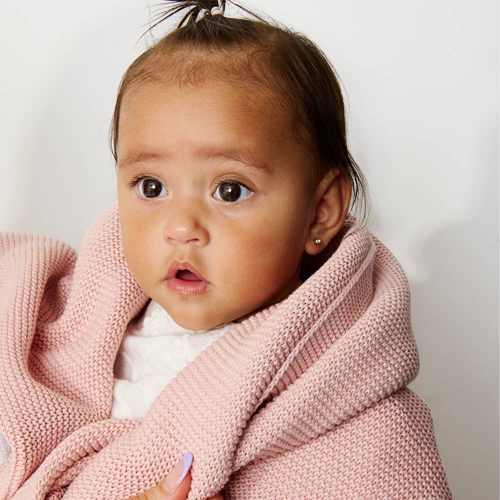 Pram Knitted Blanket - Dusty Rose
