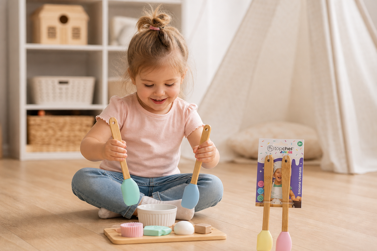 Child playing with the Baking Utensil For Kids Spatula
