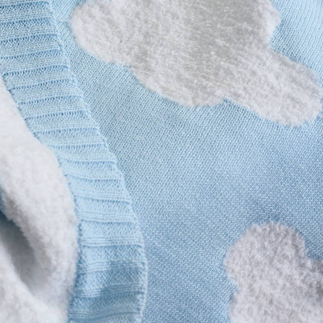 Pram Knitted Blanket - Cloud Whisper / Blue