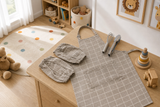 Child wearing the Brown Checkers Toddler & Parents Apron Set
