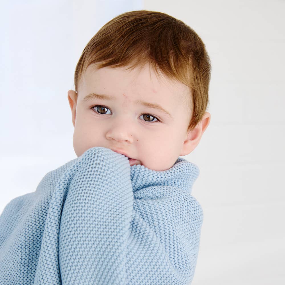 Pram Knitted Blanket - Celestial Blue