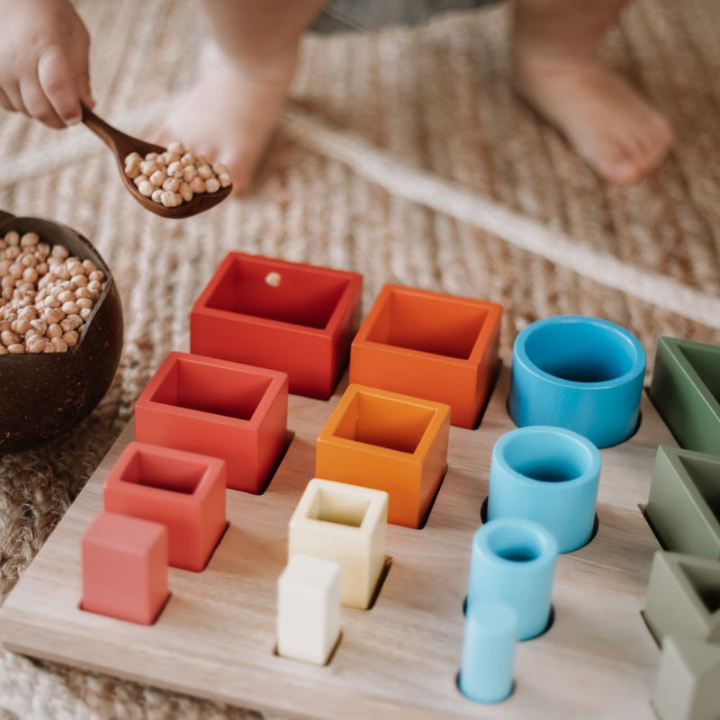 colourful wooden block set for imaginative construction play