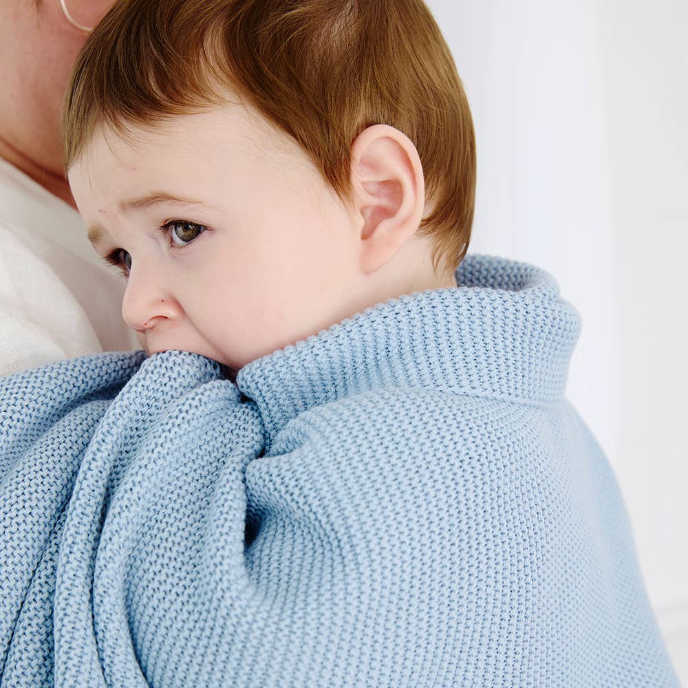 Pram Knitted Blanket - Celestial Blue