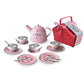Floral Tin Tea Set in Picnic Basket-Kitchen Play-My Happy Helpers