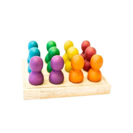Large Rainbow People in Wooden Tray