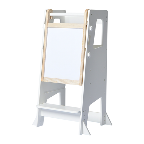 Little Risers Adjustable Learning Tower - White with Magnetic Whiteboard-My Happy Helpers Pty Ltd